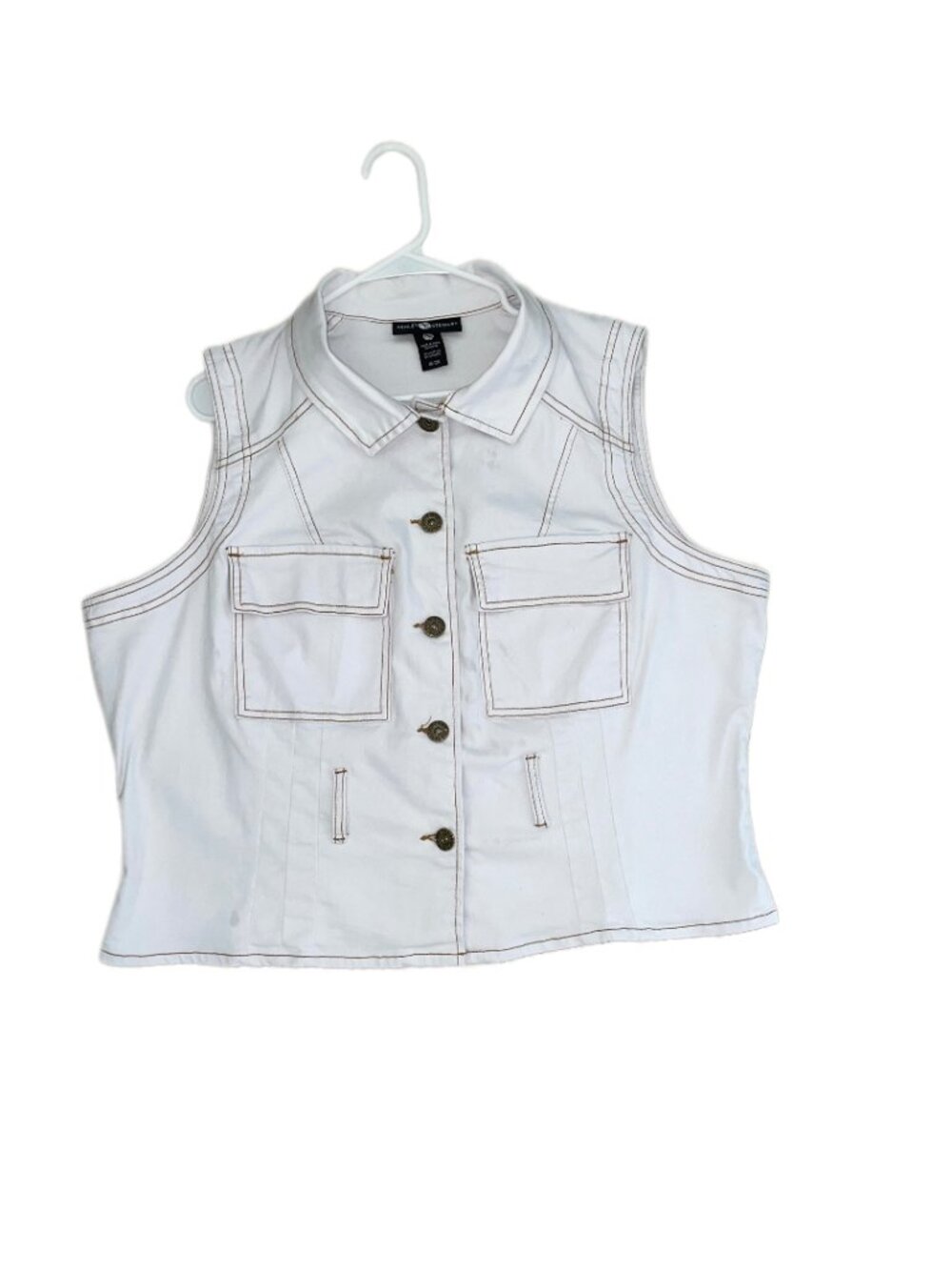 Ashley Stewart White Denim Vest Plus Size 18/20